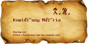 Komlóssy Mária névjegykártya